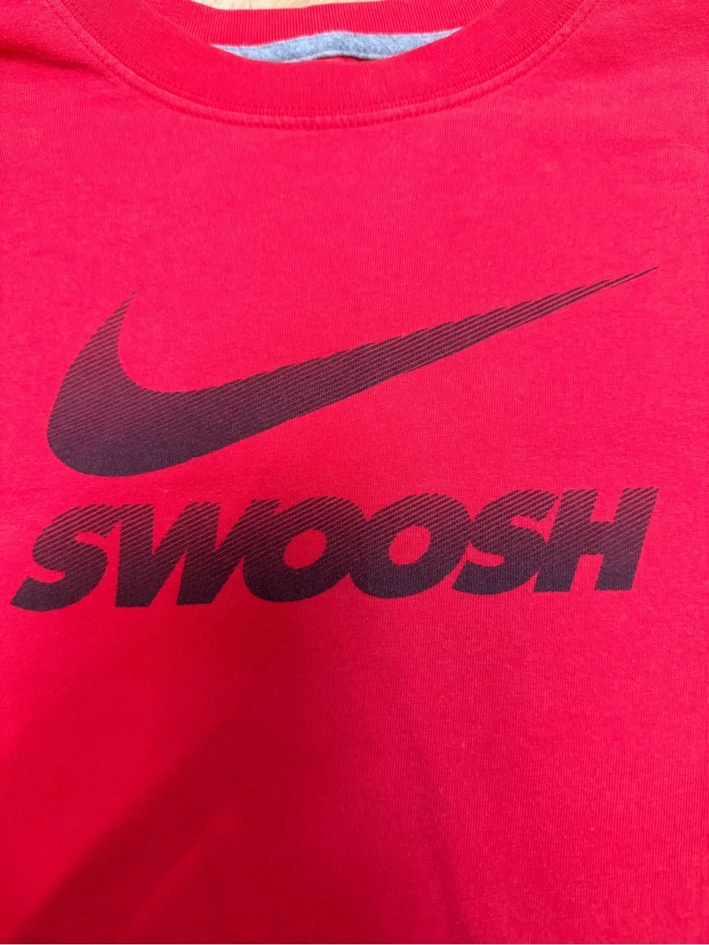 Nike Boys XL Red Black Swoosh Graphic Short Sleeve Cotton T-Shirt Athletic Logo